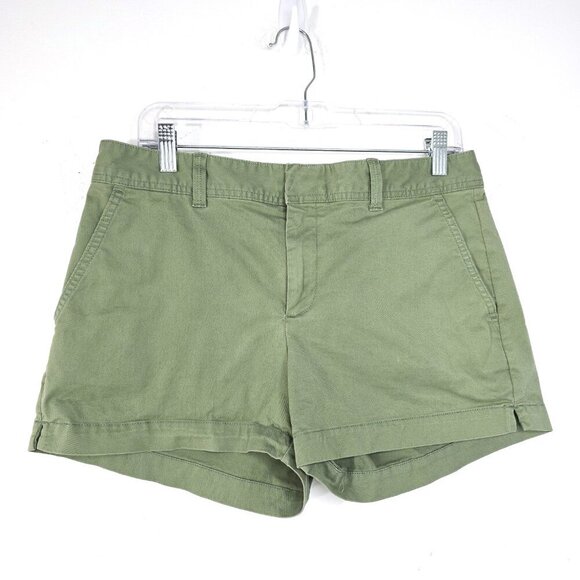 GAP Olive MIlitary Green City Chino Shorts Flat Front HIgh Waist - Picture 1 of 8